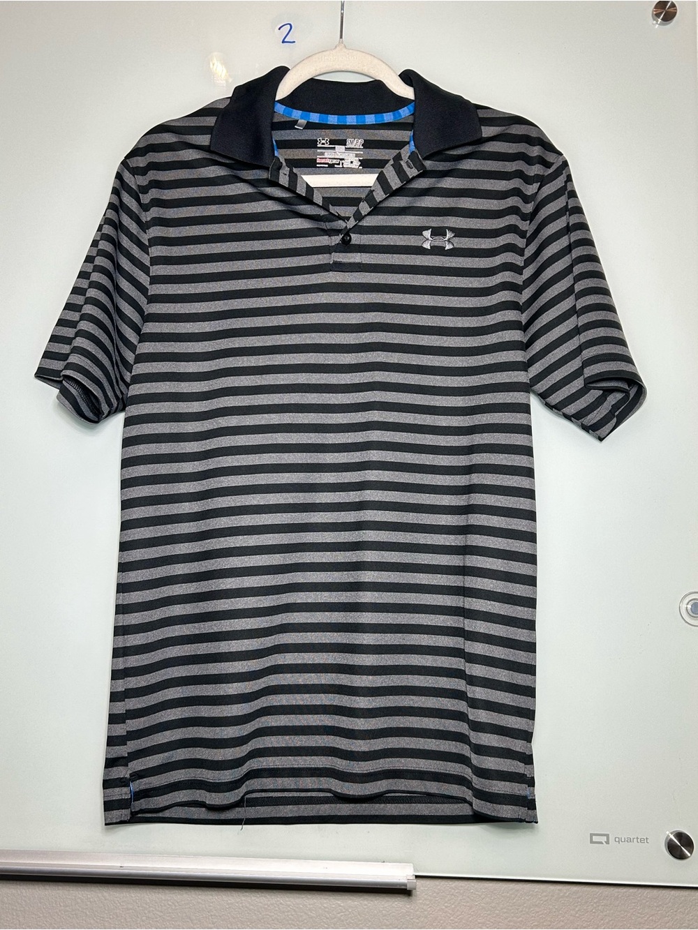 Under Armour Men’s Black & Gray Striped Performance Polo